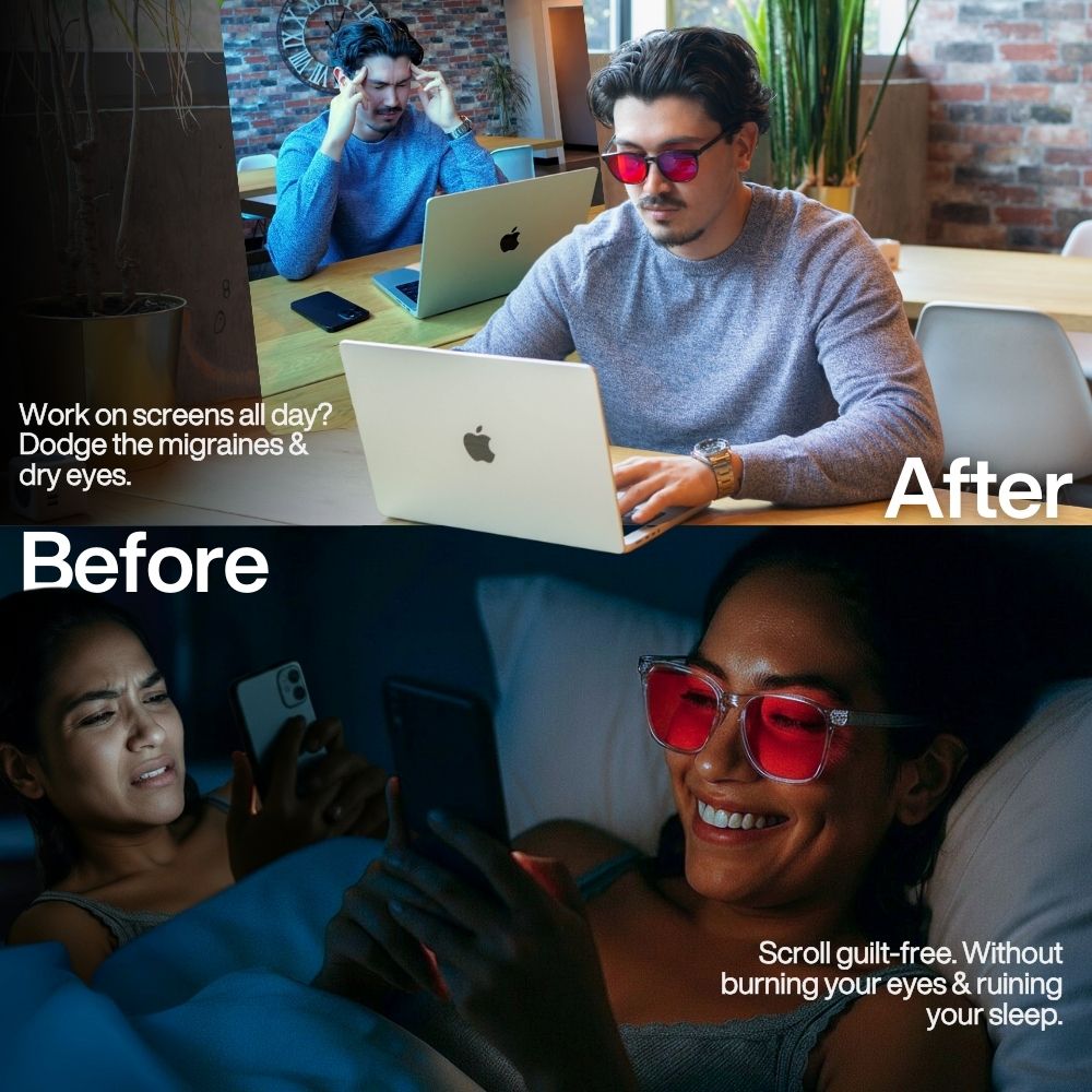 SHINU® Unisex-briller med røde linser og blåt lys