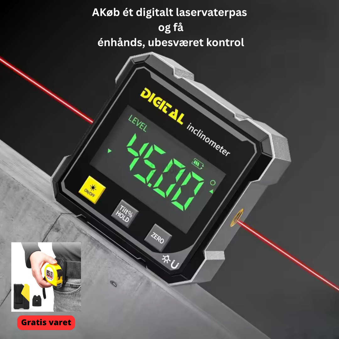 Digital Vinkelmåler + Gratis Universel Målebånd