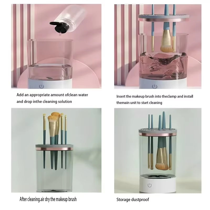USB Plug Portable Electric Makeup Brush Cleaner with Rubber Makeup Machine Electric USB Quick Cleaner Cleaning Brush Collar Brus