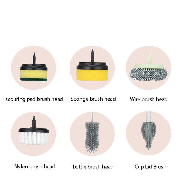 6-i-1 Elektriske Rengøringsbørste – Black Friday Tilbud – Inkl. 6 Gratis Hoveder