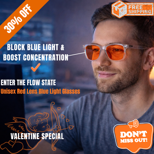SHINU® Unisex-briller med røde linser og blåt lys