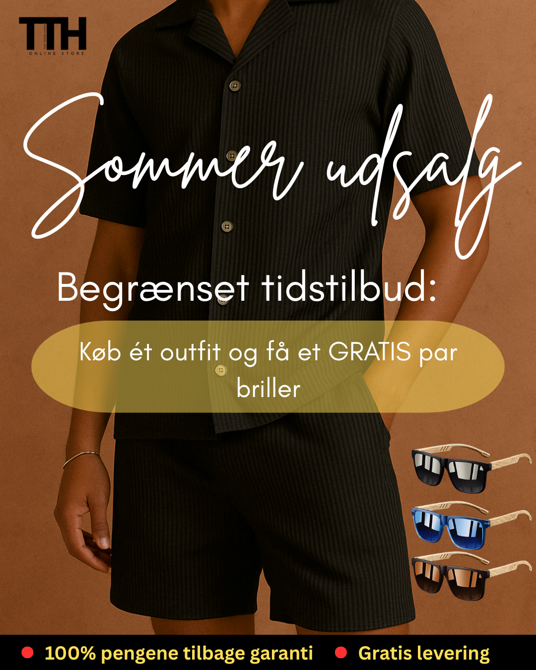 Forårs/Sommer Sæt – Ensfarvet Fløjlsskjorte & Shorts