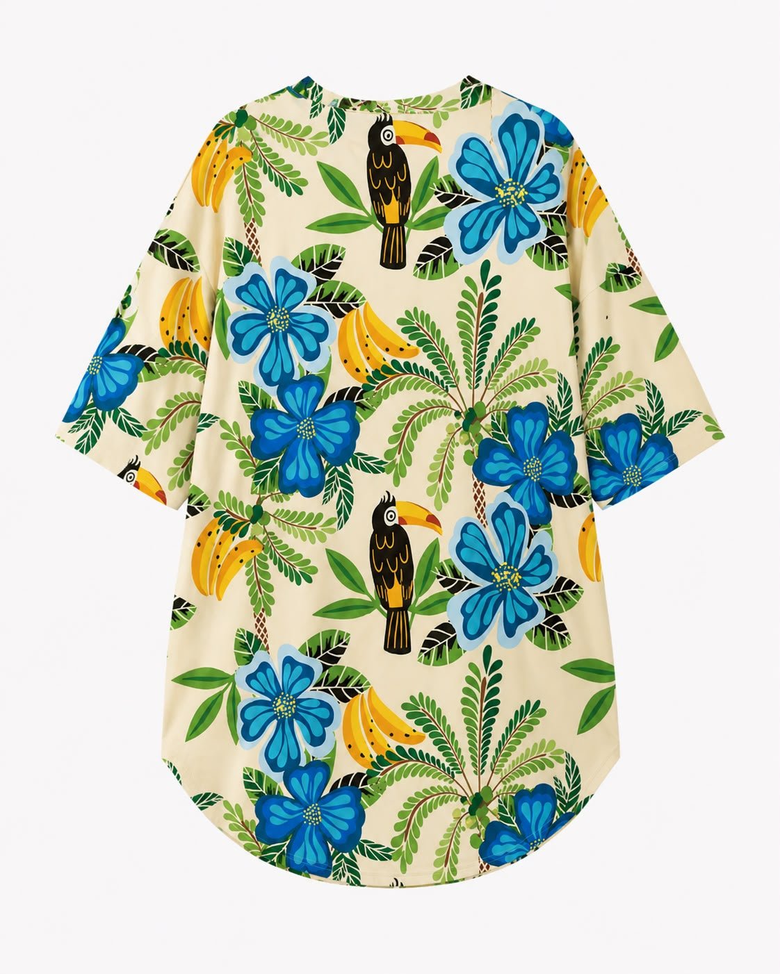 Kjole med toucan- og blomstermotiv - The Trend Haven